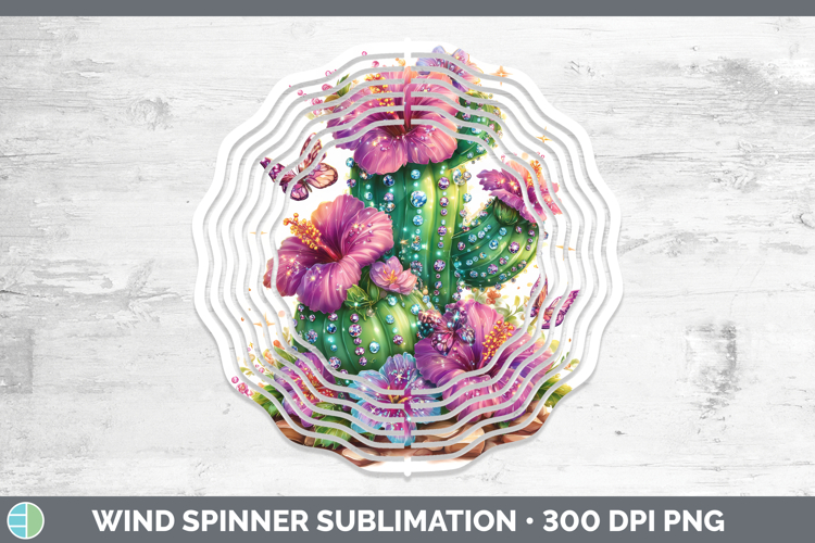 Best Sellers 03 Rainbow Summer Cactus Wind Spinner Sublimati