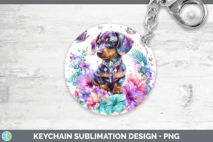 Best Sellers 03 Rainbow Summer Dachshund Keychain Sublimatio