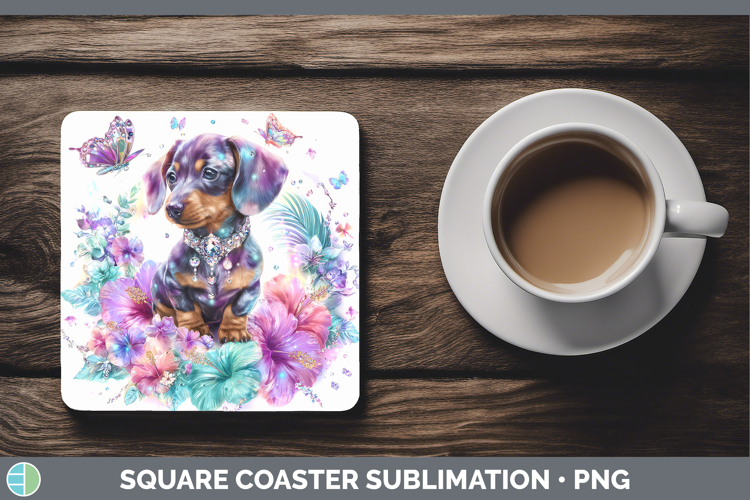Best Sellers 03 Rainbow Summer Dachshund Square Coaster Subl