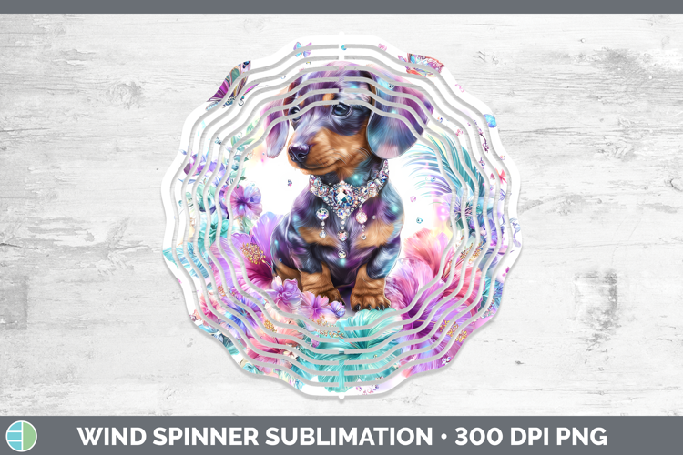 Best Sellers 03 Rainbow Summer Dachshund Wind Spinner Sublim
