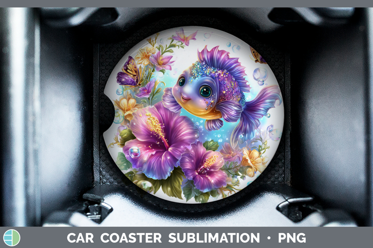 Best Sellers 03 Rainbow Summer Fish Car Coaster Sublimation