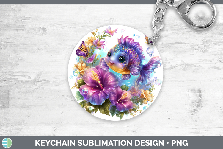 Best Sellers 03 Rainbow Summer Fish Keychain Sublimation Key