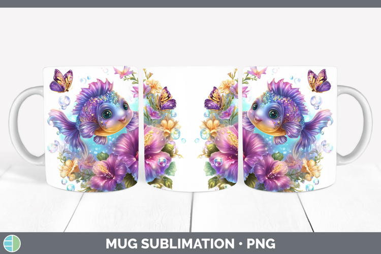 Best Sellers 03 Rainbow Summer Fish Mug Wrap Sublimation Cof