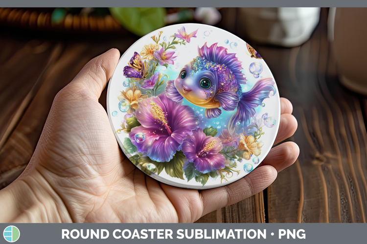 Best Sellers 03 Rainbow Summer Fish Round Coaster Sublimatio