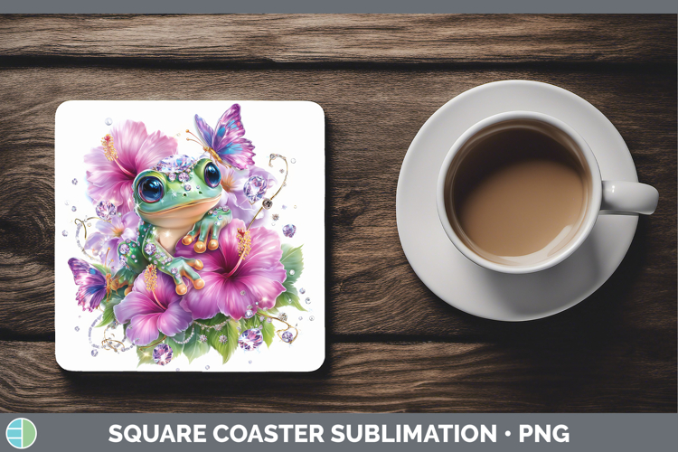 Best Sellers 03 Rainbow Summer Frog Square Coaster Sublimati
