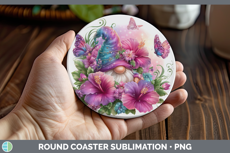 Best Sellers 03 Rainbow Summer Gnome Round Coaster Sublimati