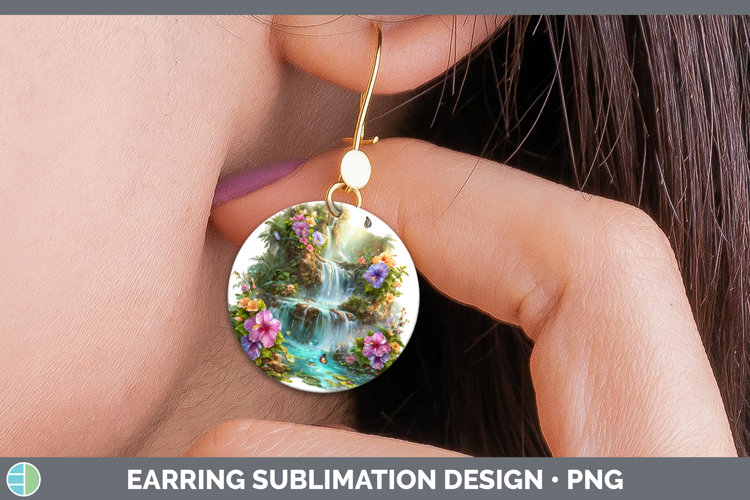 Best Sellers 03 Rainbow Summer Landscape Round Earrings Subl