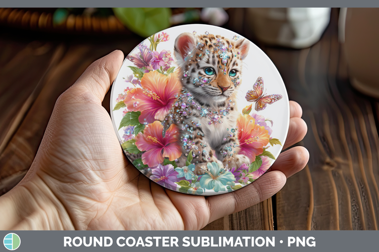 Best Sellers 03 Rainbow Summer Leopard Round Coaster Sublima
