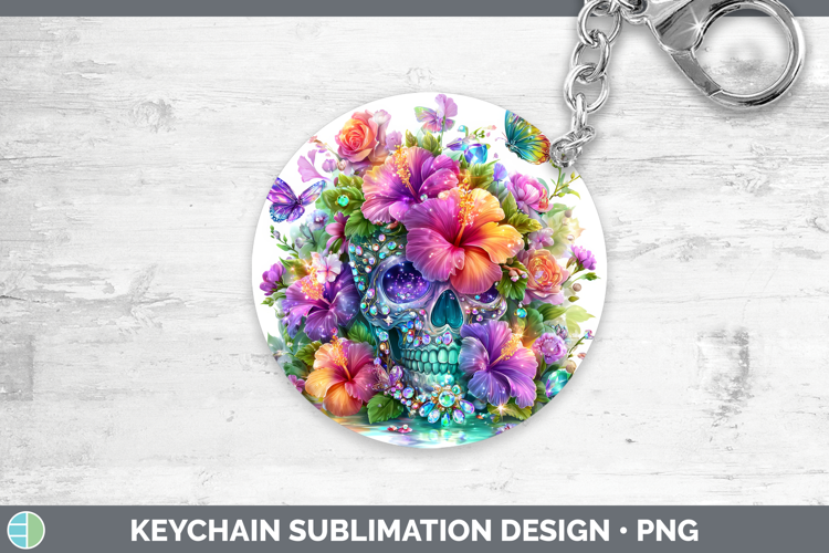 Best Sellers 03 Rainbow Summer Skull Keychain Sublimation Ke
