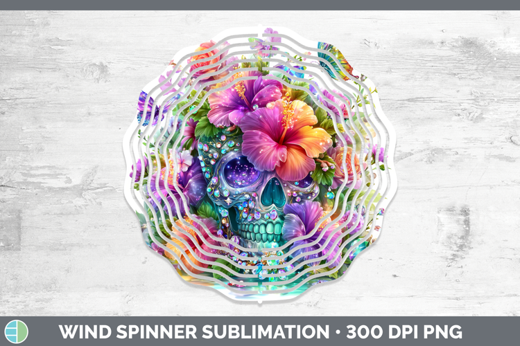 Best Sellers 03 Rainbow Summer Skull Wind Spinner Sublimatio