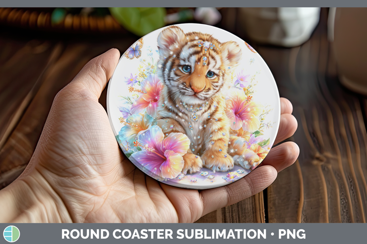 Best Sellers 03 Rainbow Summer Tiger Round Coaster Sublimati