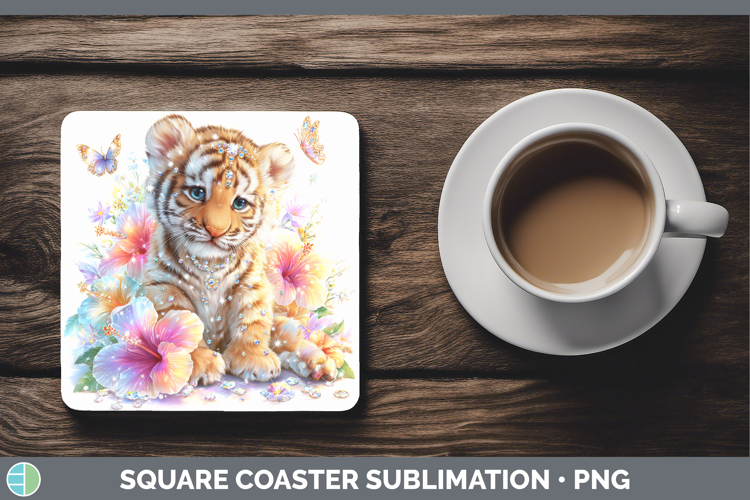Best Sellers 03 Rainbow Summer Tiger Square Coaster Sublimat