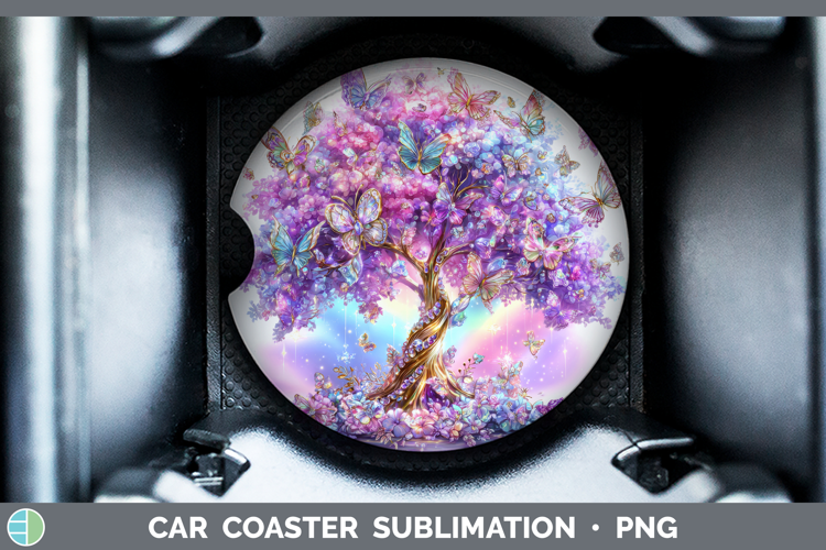 Best Sellers 03 Rainbow Summer Tree of Life Car Coaster Subl