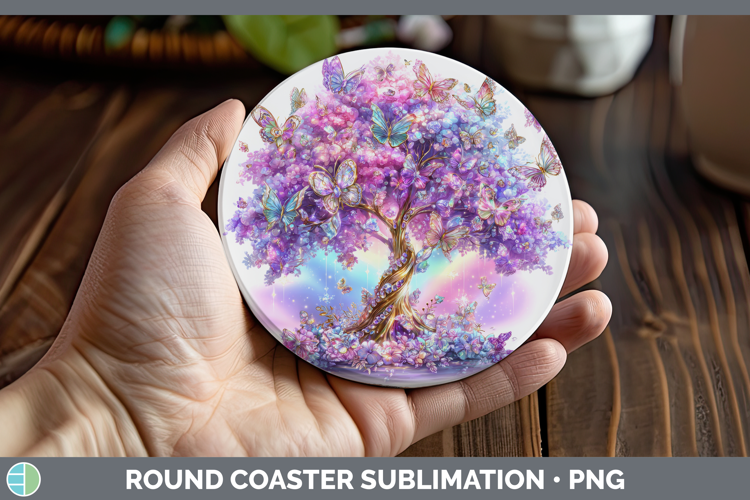 Best Sellers 03 Rainbow Summer Tree of Life Round Coaster Su