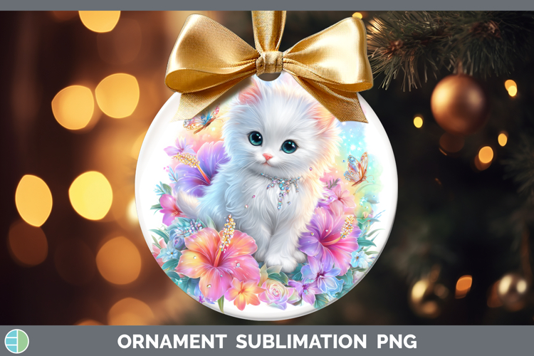 Best Sellers 03 Rainbow Summer White Cat Ornament Sublimatio