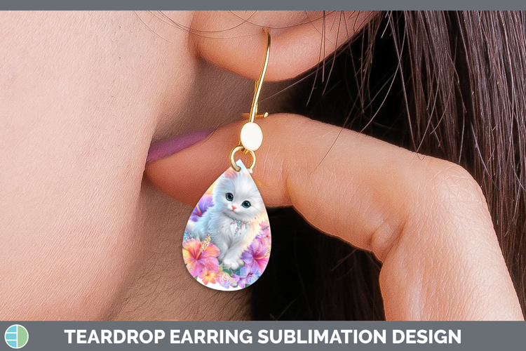 Best Sellers 03 Rainbow Summer White Cat Teardrop Earrings S