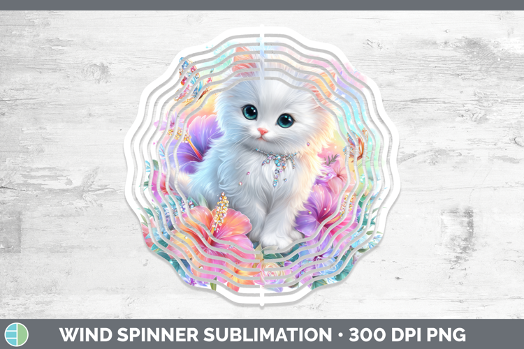 Best Sellers 03 Rainbow Summer White Cat Wind Spinner Sublim