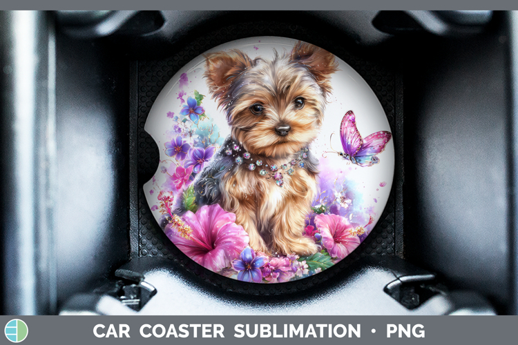 Best Sellers 03 Rainbow Summer Yorkshire Terrier Car Coaster