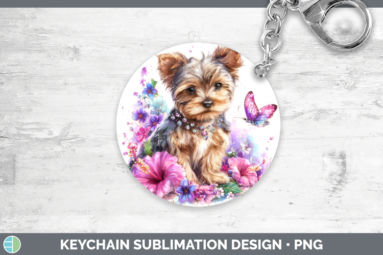 Best Sellers 03 Rainbow Summer Yorkshire Terrier Keychain Su
