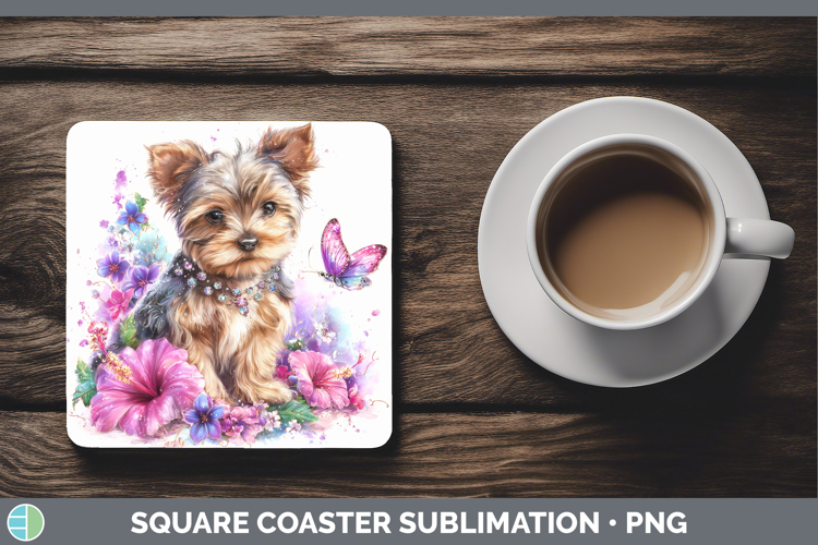 Best Sellers 03 Rainbow Summer Yorkshire Terrier Square Coas