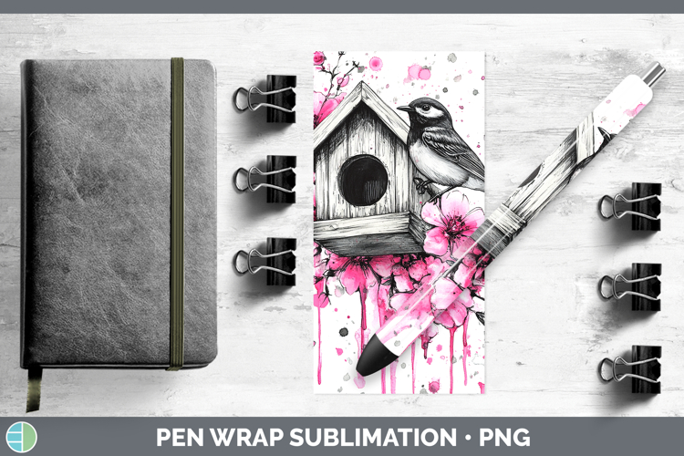 Best Sellers 04 Pink Drips Birdhouse Pen Wrap Sublimation Pe