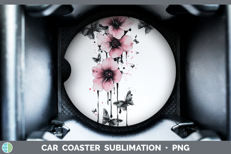 Best Sellers 04 Pink Drips Boho Florals Car Coaster Sublimat