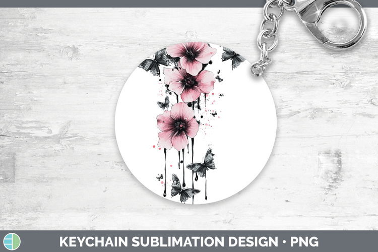 Best Sellers 04 Pink Drips Boho Florals Keychain Sublimation