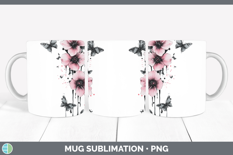 Best Sellers 04 Pink Drips Boho Florals Mug Wrap Sublimation