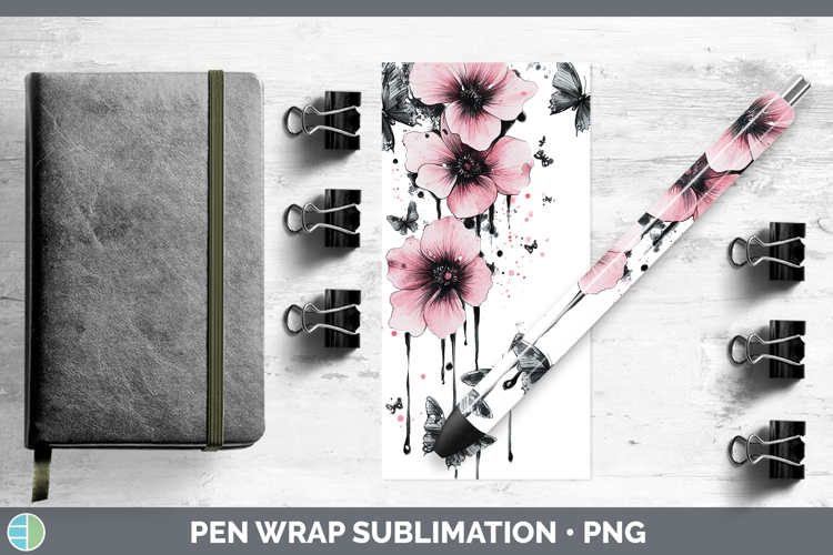 Best Sellers 04 Pink Drips Boho Florals Pen Wrap Sublimation