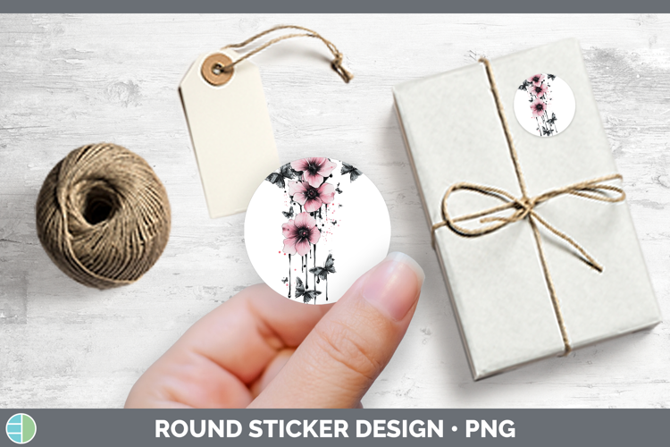 Best Sellers 04 Pink Drips Boho Florals Stickers | Round Lab