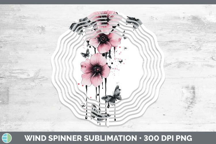 Best Sellers 04 Pink Drips Boho Florals Wind Spinner Sublima
