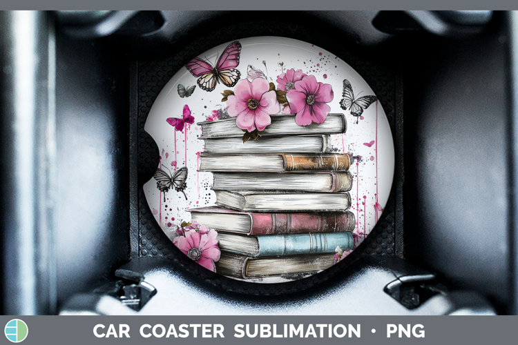 Best Sellers 04 Pink Drips Book Stack Car Coaster Sublimatio