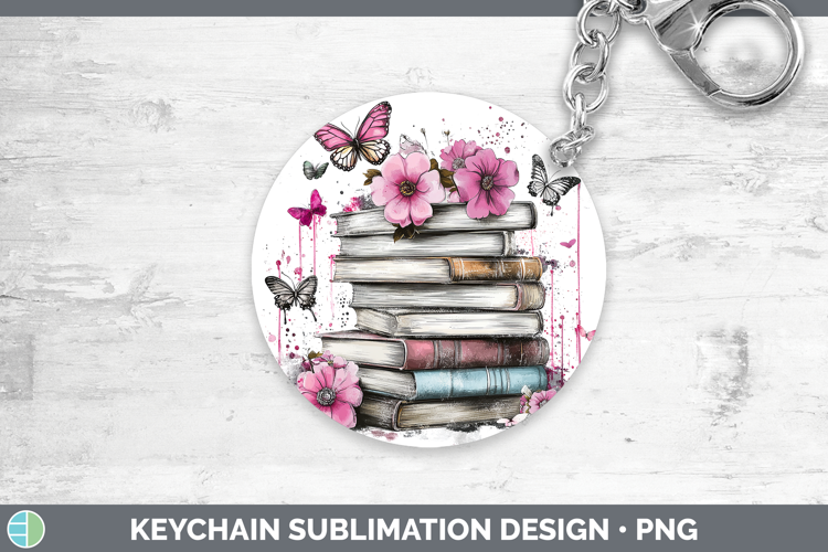 Best Sellers 04 Pink Drips Book Stack Keychain Sublimation K
