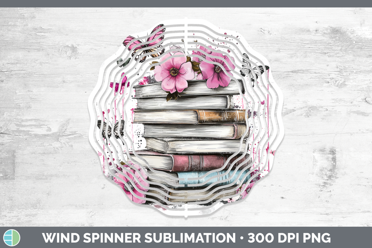 Best Sellers 04 Pink Drips Book Stack Wind Spinner Sublimati