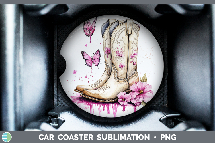 Best Sellers 04 Pink Drips Cowboy Boots Car Coaster Sublimat