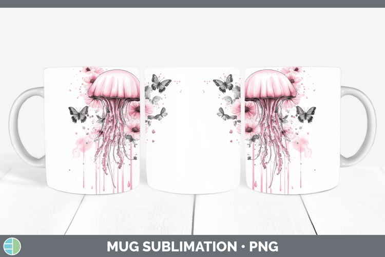 Best Sellers 04 Pink Drips Jelly Fish Mug Wrap Sublimation C