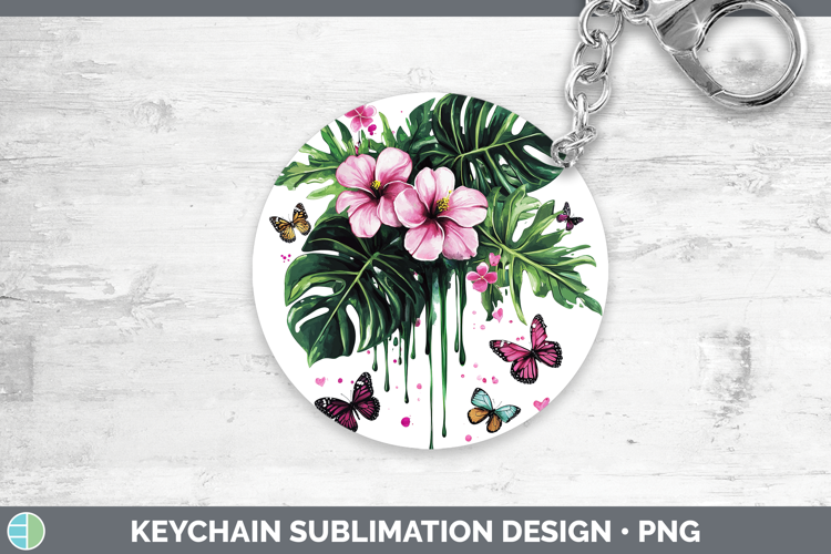 Best Sellers 04 Pink Drips Monstera Keychain Sublimation Key