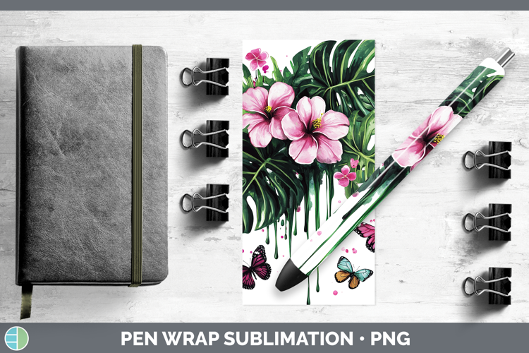 Best Sellers 04 Pink Drips Monstera Pen Wrap Sublimation Pen
