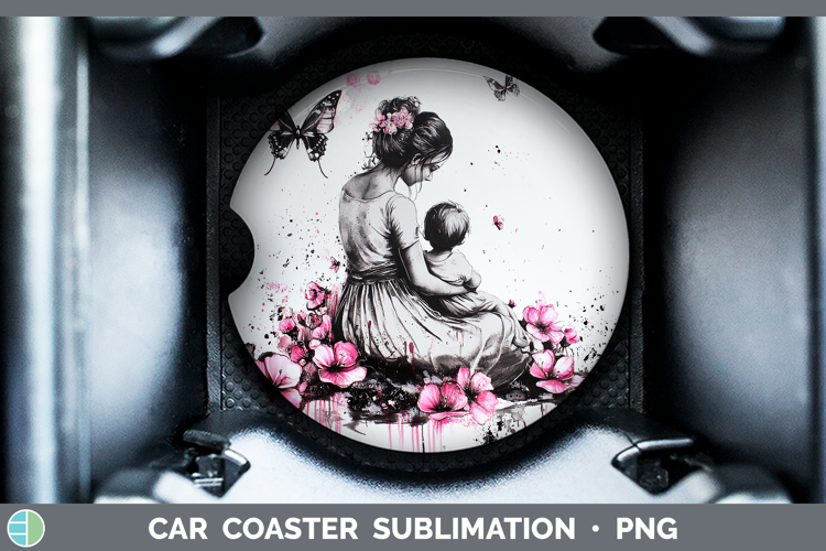 Best Sellers 04 Pink Drips Mother Child Car Coaster Sublimat