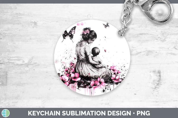 Best Sellers 04 Pink Drips Mother Child Keychain Sublimation