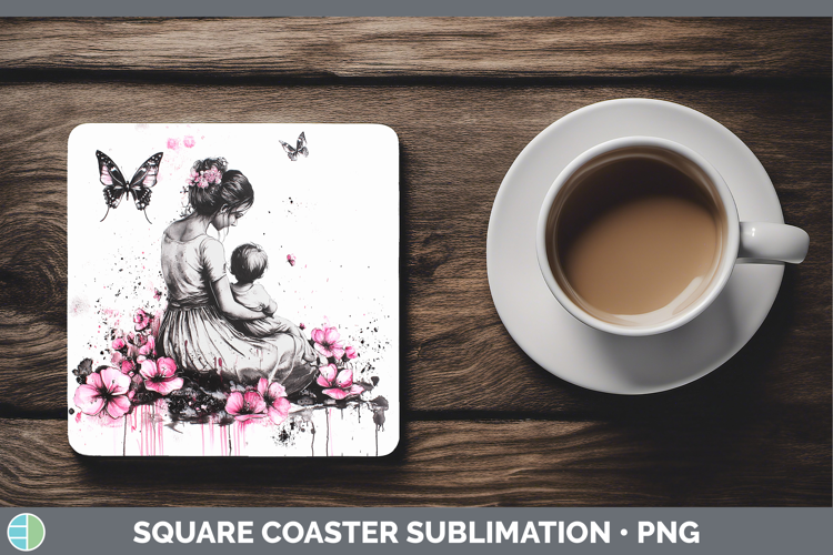 Best Sellers 04 Pink Drips Mother Child Square Coaster Subli