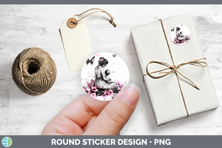 Best Sellers 04 Pink Drips Mother Child Stickers | Round Lab