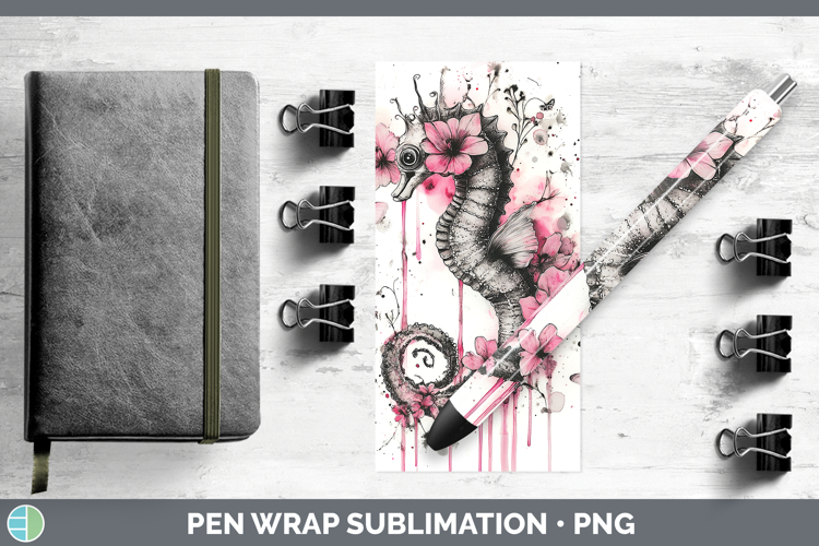 Best Sellers 04 Pink Drips Seahorse Pen Wrap Sublimation Pen