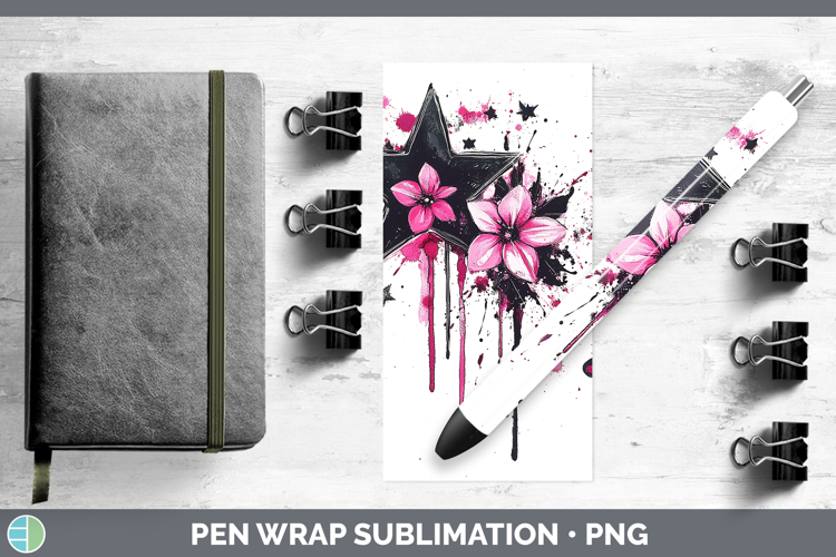 Best Sellers 04 Pink Drips Stars Pen Wrap Sublimation Pen De