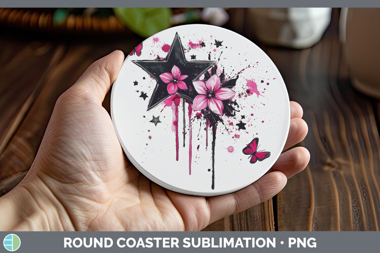 GorgeousBest Sellers 04 Pink Drips Round Coaster design.