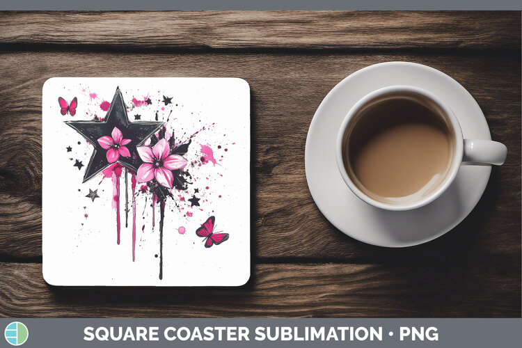 GorgeousBest Sellers 04 Pink Drips Square Coaster design.