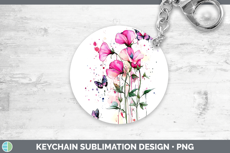 Best Sellers 04 Pink Drips Sweet Pea Keychain Sublimation Ke
