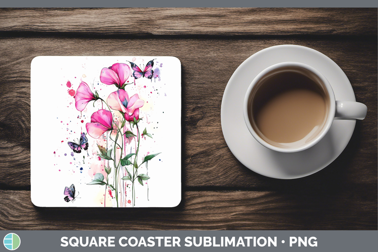 Best Sellers 04 Pink Drips Sweet Pea Square Coaster Sublimat