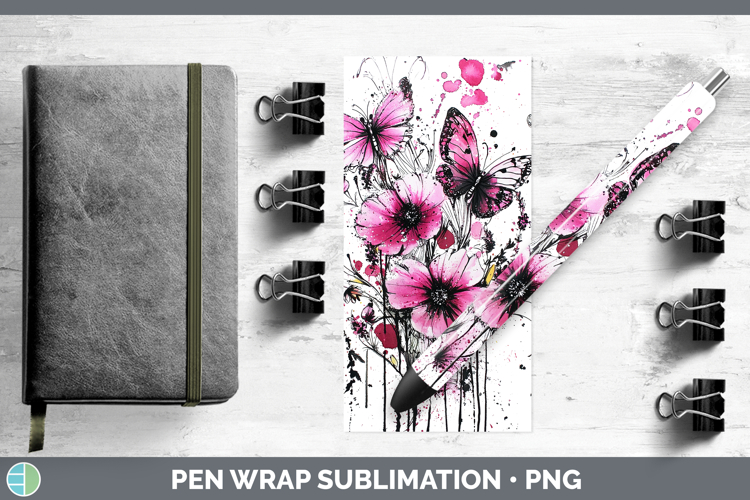 Best Sellers 04 Pink Drips Wild Flowers Pen Wrap Sublimation