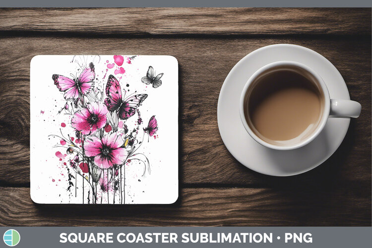 GorgeousBest Sellers 04 Pink Drips Square Coaster design.